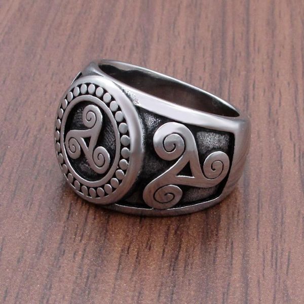 

cluster rings punk vegvisir viking stainless steel futhark runes slavic ring triangle odin nordic jewelry, Golden;silver