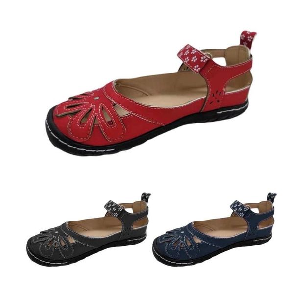 

sandals women carina round toe hollow sewing threads summer beach floral solid thong breathable non-slip flat, Black
