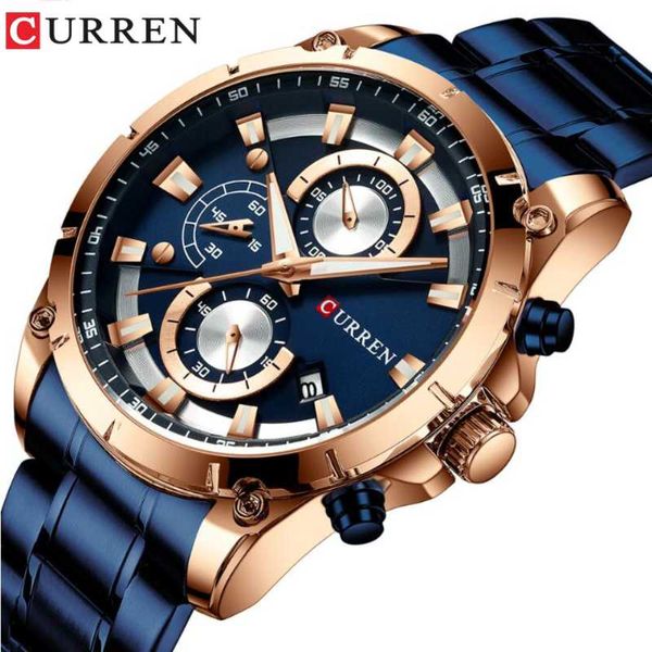 

wristwatches curren watch 8360 men luxury quartz wristwatch stainless steel chronograph sport male clock reloj hombre relogio masculino, Slivery;brown