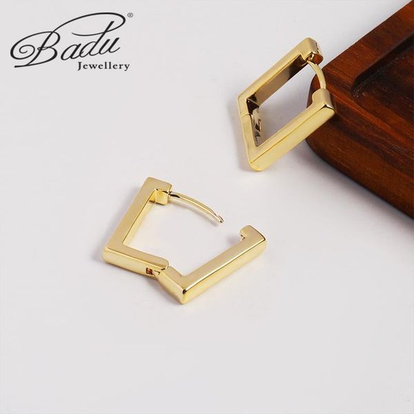 

badu simple square hoop earrings for women 2021 stainless steel gold heart-shaped geometric earring girls party jewelry gifts & huggie, Golden;silver