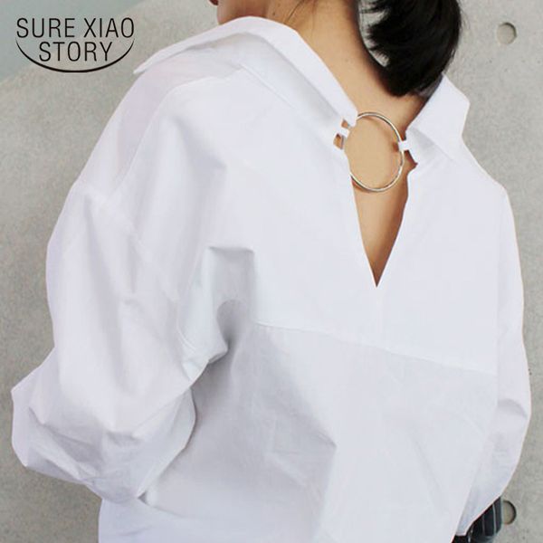 

autumn korean white long sleeve loose shirt femal fashion temperament bottom blusas mujer de moda blouses 6630 50 210417