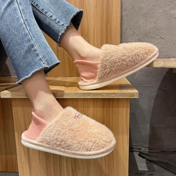 

slippers neutral home 2021 winter flat bedroom ladies shoes couples women fashion light lady shoe chaussons, Black