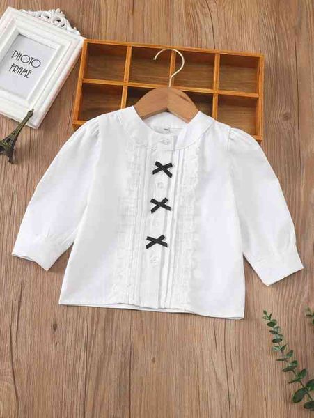 

baby press crease lace detail bow front blouse she, Blue