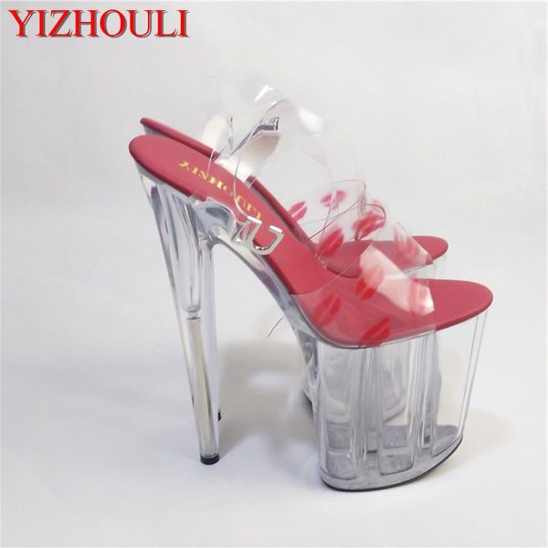 

crystal clear high heels, lips and sandals, paris fashion 20 cm sandals, Black