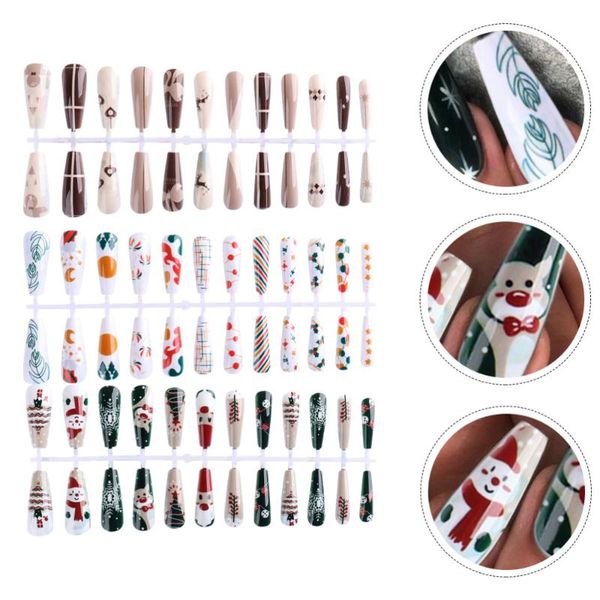 

false nails 3pcs xmas manicure fake creative nail covers decorations, Red;gold