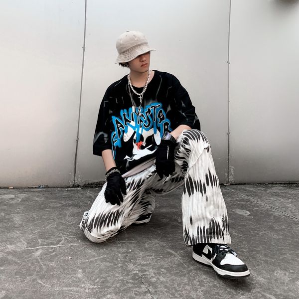 

2021 mend t shirt summer style street trend printing with letters tees short sleeve casual shirts asian size m-2xl 0, White;black