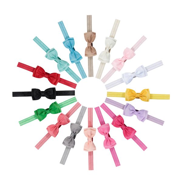 

baby girls stretch double layer bow headbands infant hair bow nylon hairband cute hair accessories, Slivery;white