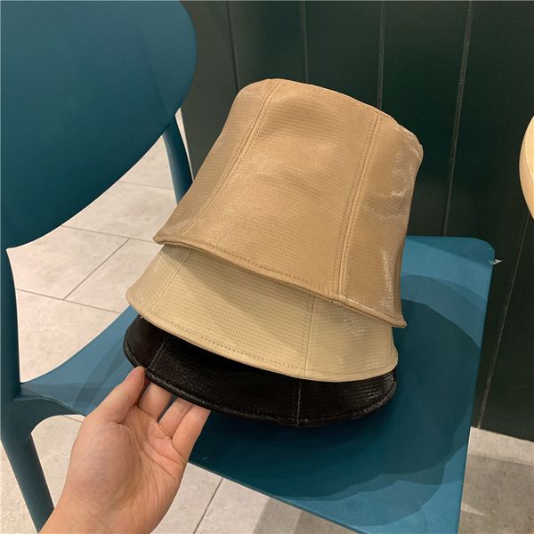 

pure color minority pu leather fisherman's hat for men and women