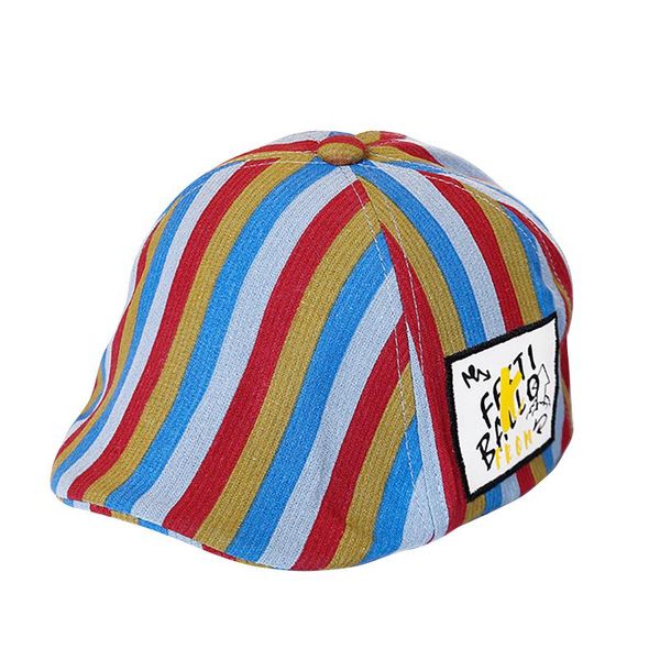 

wide brim hats rainbow children's beret all-match sun hat color peaked cap outing children toddler girl outdoor visor 2021, Blue;gray