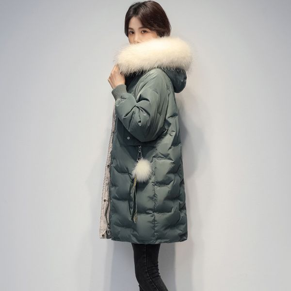 

2021 new fashion korean version 90 white duck down women's medium and long thickened jacket, Black