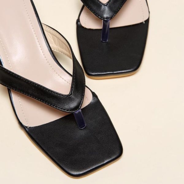 

selling concise chunky clear heels sandals flip-flops square toe classic comfy for dating holiday party nightclub size 35-42 slippers, Black