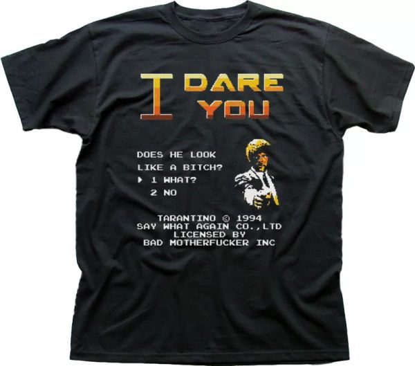 

I DARE YOU PULP FICTION bad mother Samuel Jackson funny t-shirt OZ9865, White;black