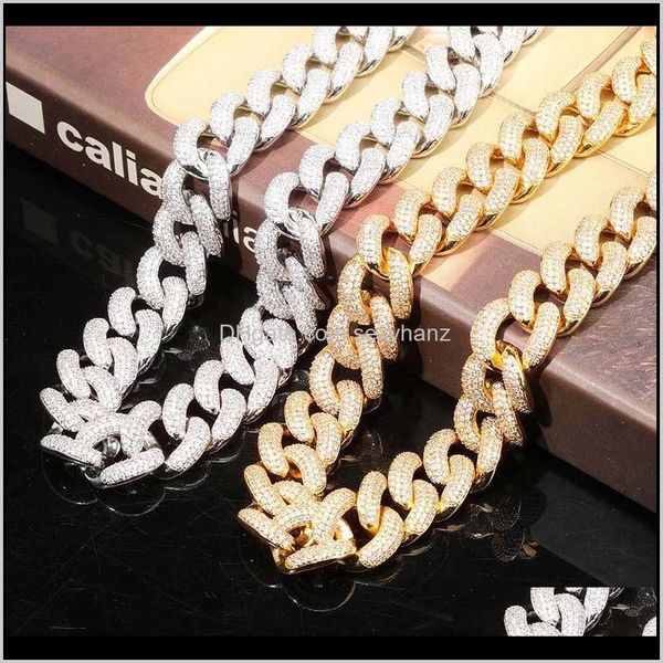 

chains 20mm big wide hip hop cubic zirconia bling iced out round miami cuban link chain necklace for men rapper jewelry sier rose htym eiql1, Silver
