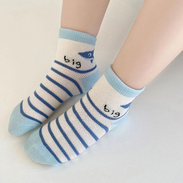 

4pairs /lot child socks set striped dots cute summer spring mesh kids cartoon cotton soft for boys school, Pink;yellow