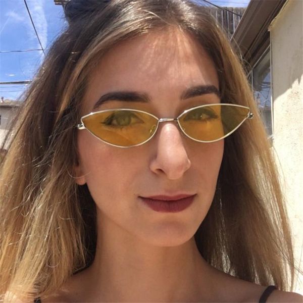 

fashion lady small triangle metal frame sunglasses cat eye sun glasses brand designer tourism trends uv400, White;black