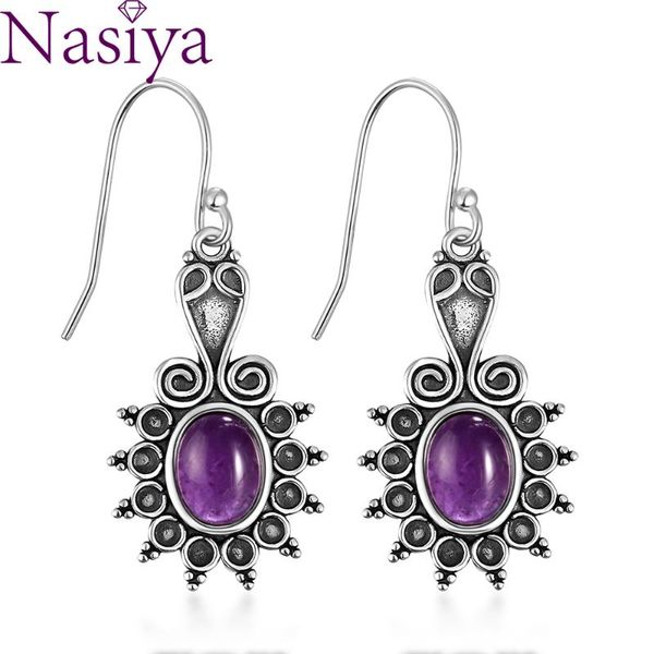 

dangle & chandelier style oval ethnic flower amethyst women's 925 sterling silver drop earrings wedding party anniversary engagement je
