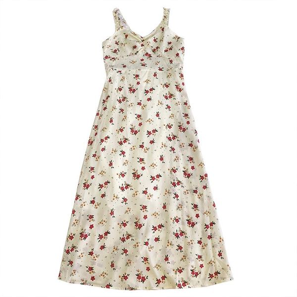 

casual dresses floral retro lace summer pleated v-neck waist suspender dress, Black;gray