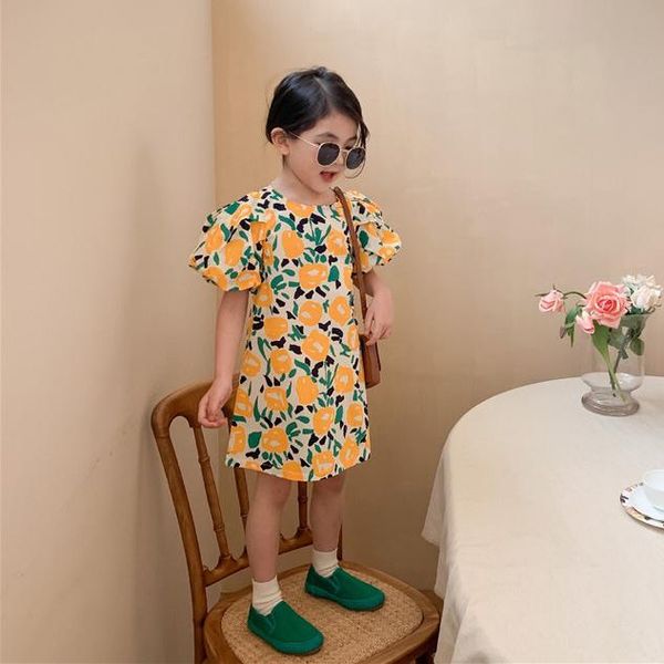 

summer arrival girls fashion floral dress kids korean design dresses girl clothes girl's, Red;yellow
