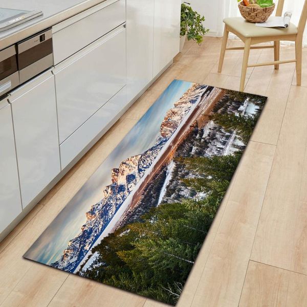 

carpets forest lake natural scenery kitchen door mat bedroom non-slip floor corridor home decoration