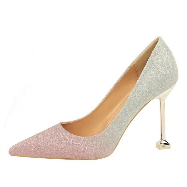 

dress shoes fashion thin high heels shallow mouth pointed shiny color wedding bride, Black