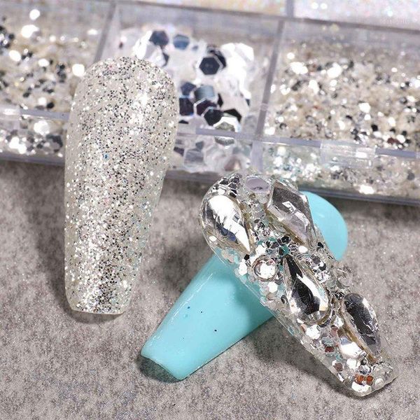 

holographic mirror glitter nail sequins paillette mermaid sparkly 3d spangles polish manicure nails art decor flakes1, Silver;gold