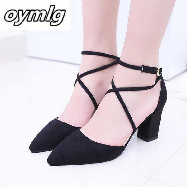

dress shoes 2021 sandalias femeninas high heels autumn flock pointed sandals female summer mujer s040, Black