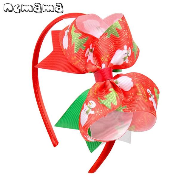 

hair accessories 2pcs/lot christmas bowknot hairbands for girls band hoop headband snowman & elk pattern party kids, Slivery;white