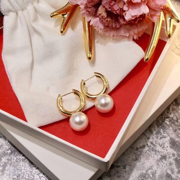 

selling explosion models simple and delicate pearl fashion designer earrings luxury designer jewelry women earrings, Golden