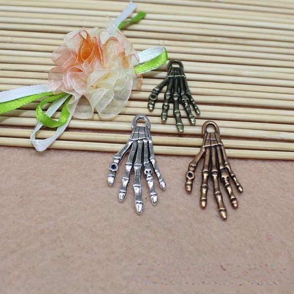 

charms factory direct diy retro alloy pendant skull double-sided hand necklace bracelet earrings jewelry accessories bracelets, Bronze;silver