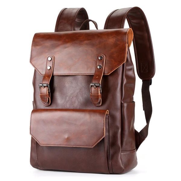 

backpack men thick leather waterproof pu big bag fashion girls boys school student zipper mochila escolar