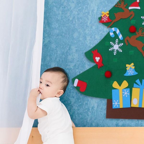 

christmas decorations kids diy felt tree with ornaments children year gifts for 2021 door wall hanging decoration