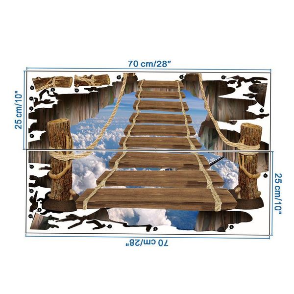 

wall stickers 3d simulation wooden bridge sticker waterproof non-slip living room and bedroom decorative floor f2