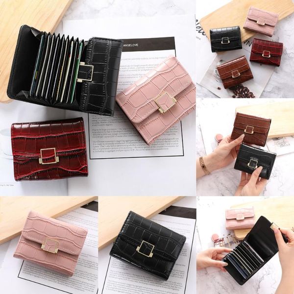 

card holders women retro holder crocodile pattern wallet multi-function driver's license business credit organ, Brown;gray