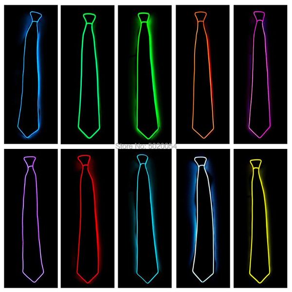 Maschere per feste Danza DJ Club Bar Decorativo Lampeggiante Neon EL Light Up Cravatta sottile Novità Cosplay LED Rave Neck per uomo