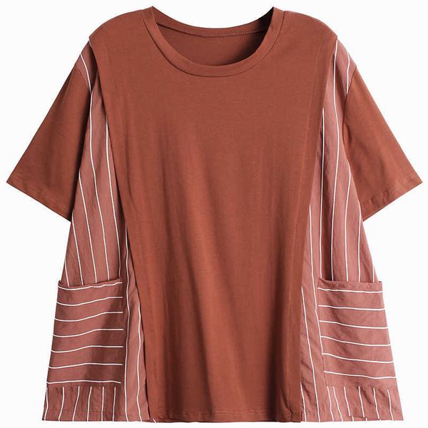 

vanovich striped short-sleeved t-shirt women wild cotton fashion casual loose pluz size women's clothing summer 210615, White