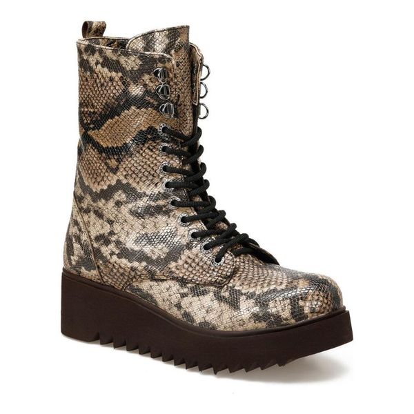 

boots snake skin print female thick black sole faux lace-up zipper shoes snow winter rain fashion season 2021