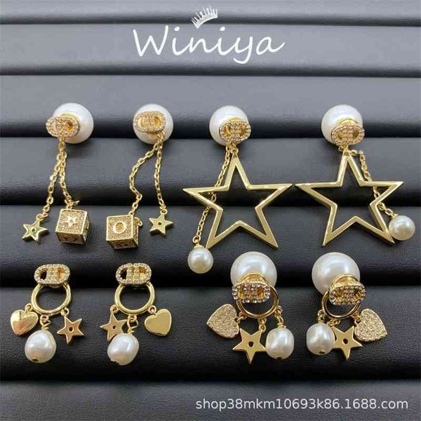 

special offer 75%off outlet onlines925 silver needle earrings new pearl star love earrings