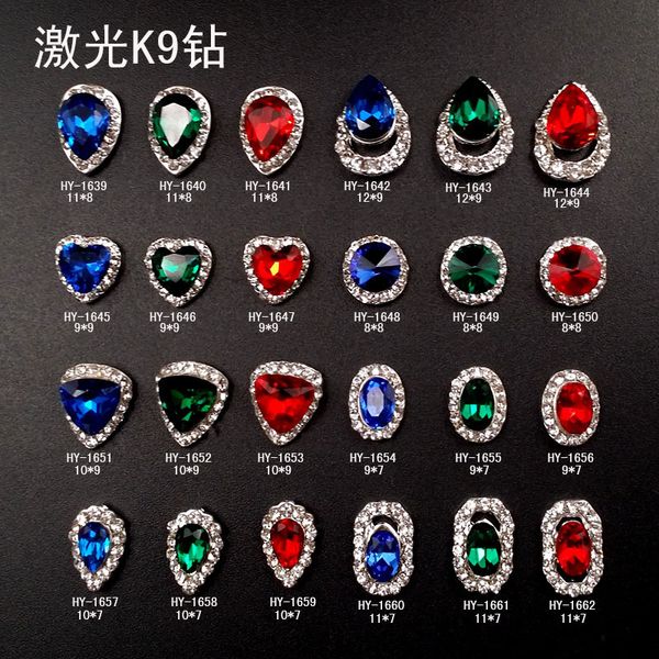 

k9 nail alloy jewelry green blue decoration diamond crystal paste large, Silver;gold