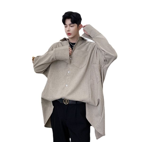 

men's casual shirts men oversize bat long sleeve loose vintage plaid shirt outerwear male women streetwear hip hop dress tb6j, White;black