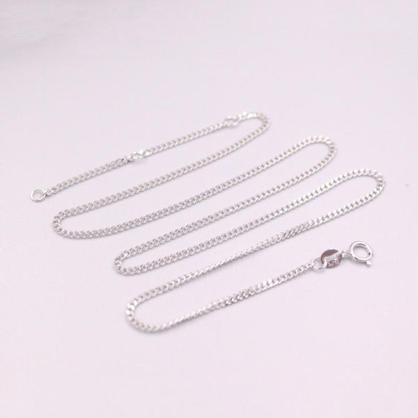 

chains d pure 18kt white gold lucky curb chain necklace 4.6-4.8g 17.7inch 2mmw for woman man, Silver
