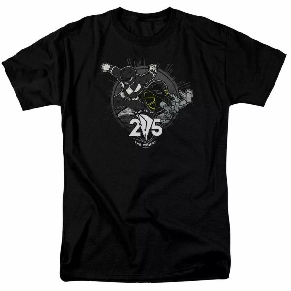 

Mighty Morphin Power Rangers Black 25 T Shirt Mens Licensed Classic TV Black, White;black