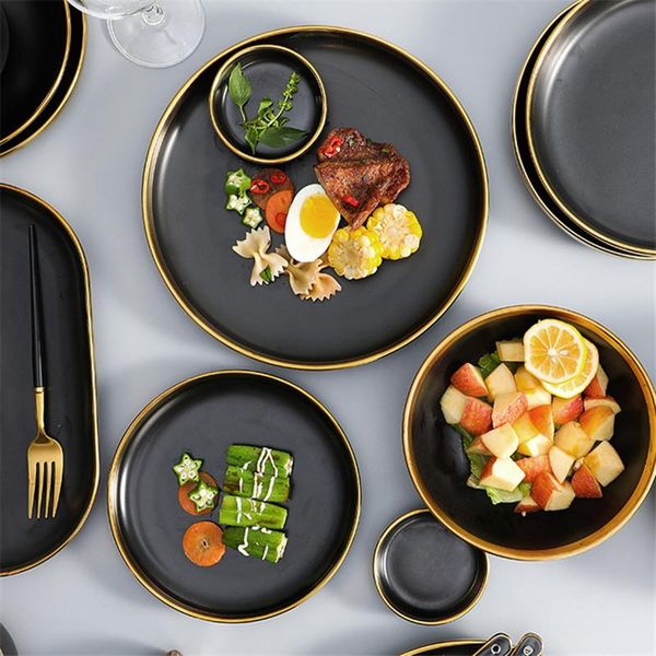 

dishes & plates european porcelain dinner plate kitchen tableware ceramic household rice salad noodles bowl dessert steak