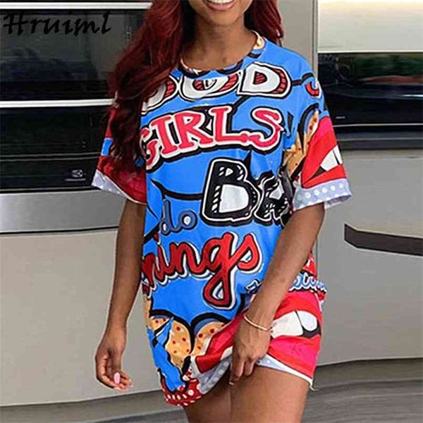 

drop short sleeve dress women summer letter print casual o neck loose streetwear fashion mini knit 210513, Black;gray