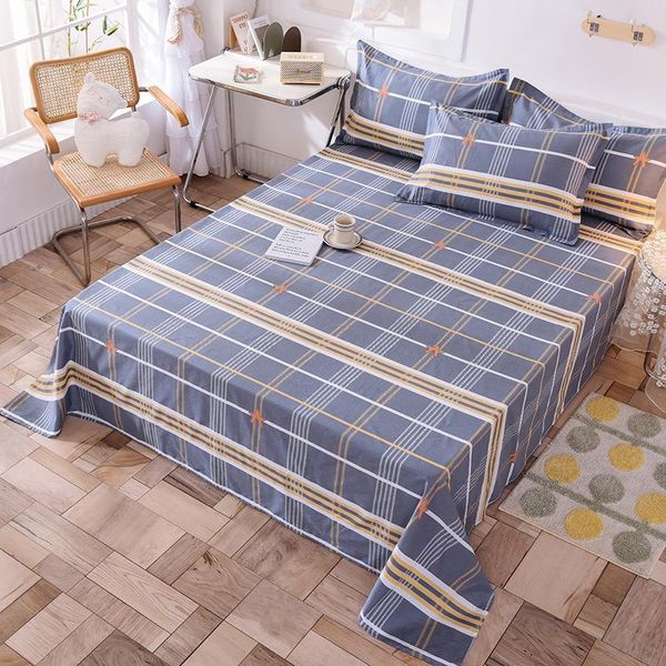 

sheets & sets single piece of cotton plaid bed sheet simple and modern king size letter printed flat without case