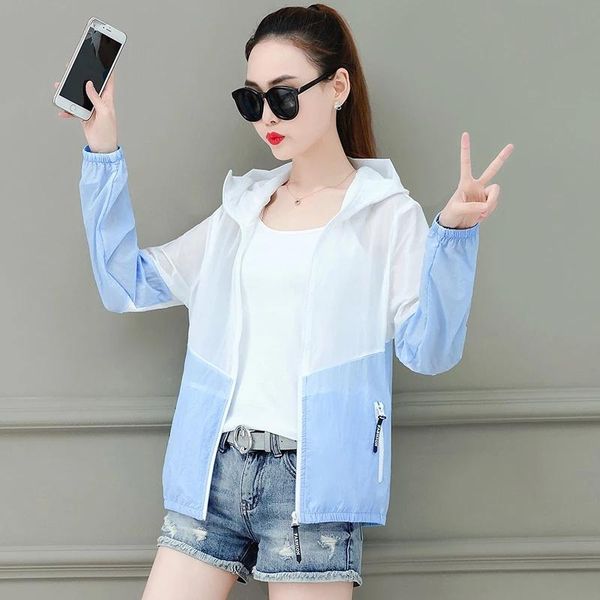 

women's jackets summer coat women uv-resistant breathable thin sun protection clothing hooded zipper short outdoor sports and leisure c, Black;brown