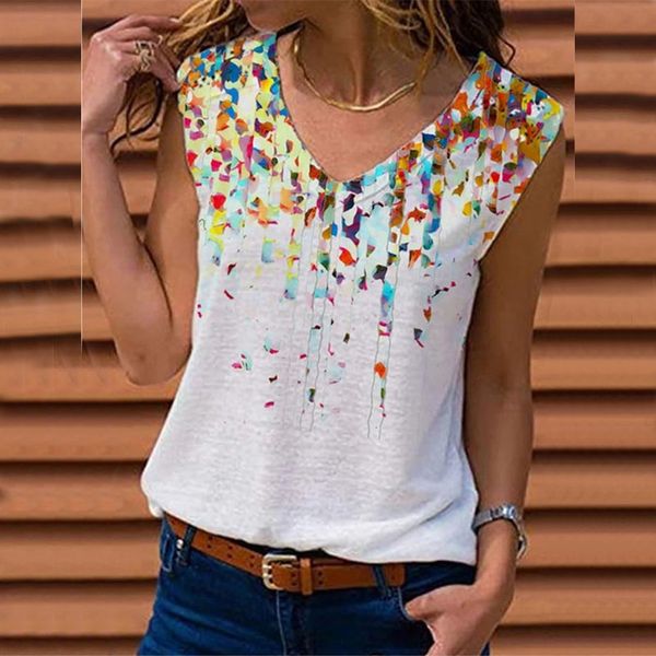 

women loveshackfancy camis crop tank y2k floral print v-neck t-shirts sleeveless everyday plus size s-5xl with built in bra loose fit cloth, White