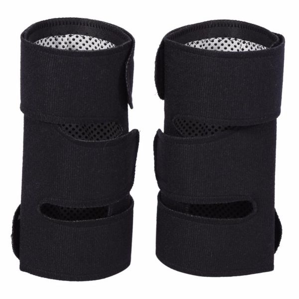 

elbow & knee pads 1 pair tourmaline self-heating knees fabric magnetic therapy kneepad pain relief arthritis brace support sleeves, Black;gray