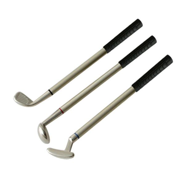 

3pcs decorative pen table desk stationery gift creative ballpoint (black hardcore red wooden and blue putter pen) golf training aids