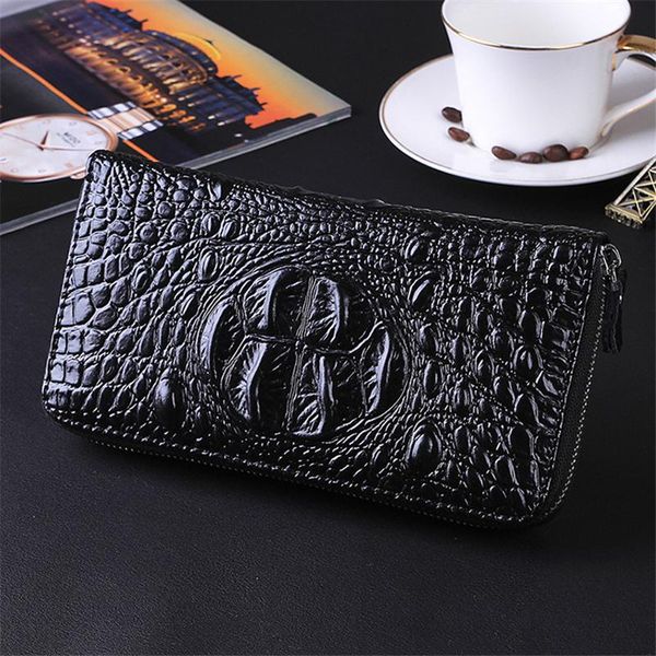 

wallets men black pu leather long purse business card holder wallet male large capacity zipper bag id/ case, Red;black