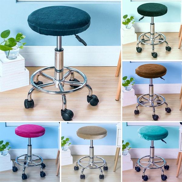 

slipcover protector bar stool cover for home dentist round chair solid color velvet elastic covers